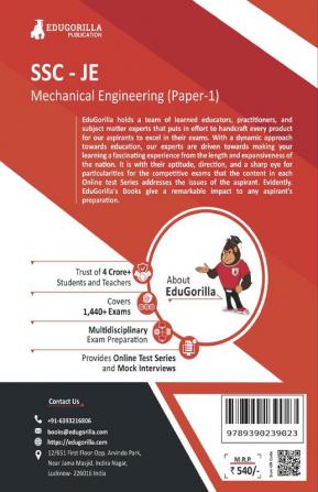 SSC JE Mechanical Engineering (Paper 1) | 8 Full-length Mock Tests + 3 Previous Year Papers (2200+ Solved Questions) | Free Access to Online Tests