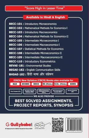 BECC-104 Mathematical Methods in Economics - II