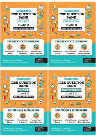 Most Likely ICSE Question Bank Class 10 Bundles (Set of 4) : Physics Chemistry Maths & Biology for Exam 2024