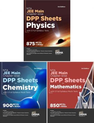 Combo (3) NTA JEE Main Chapter-wise DPP Sheets for Physics Chemistry & Mathematics with 5 Full Syllabus Tests 3rd Edition | Multiple Choice Questions ... | Daily Practice Problems Kota Style |