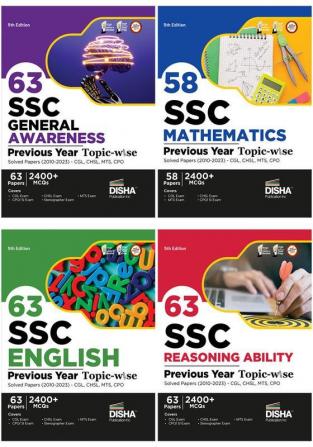 Combo (set of 4 Books) 63 SSC Mathematics English Reasoning Ability & General Awareness Previous Year Topic-wise Solved Papers (2010 - 2023) - CGL CHSL MTS CPO - set of 4 Books 5th Edition | 9600+ PYQs