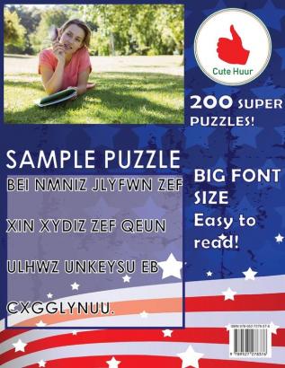 Huge Print Cryptograms - American Poets: 200 Large Print Cryptogram Puzzles With A Huge 36 Point Font Size In A Big 8.5 x 11 Inch Book.