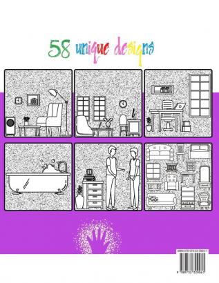 Interior House Design Coloring Book: An Adult Coloring Book With Inspirational Home Design