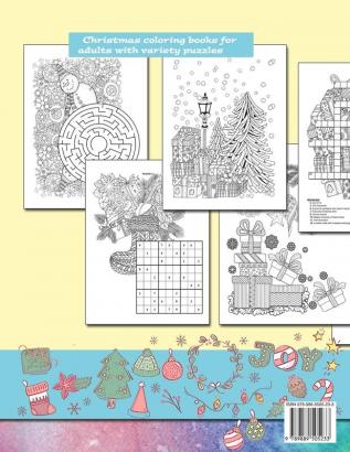 CHRISTMAS puzzle books for adults and coloring. Variety puzzle books for adults. A word search Christmas puzzle book with Christmas coloring pages ... and more!: Christmas coloring books for adult