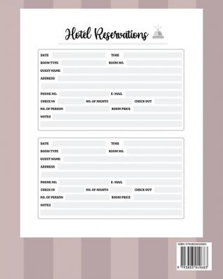 Hotel Reservation Book: Booking Keeping Ledger Reservation Book Hotel Guest Book Template Reservation Paper