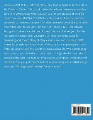 CBSE New Set of 175 OMR Sheets (60 Questions each) For Term 1 Class 10 12 with 4 Circles 1 Box and 1 Extra Circle : Self-practice Sample OMRs for All Subject MCQs Grade 10 12 CBSE Board Exams 202...