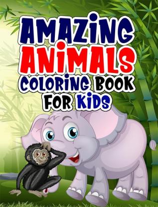 Amazing animals coloring book for kids : Coloring book with jungle and domestic animals made with professional graphics for girls boys and beginners of all ages.