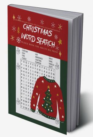 Christmas Word Search Puzzle Book For Adults Big Print : Game Brain Activity Gift for Women Men Teens Seniors Easy Level Paperback 8.5x11