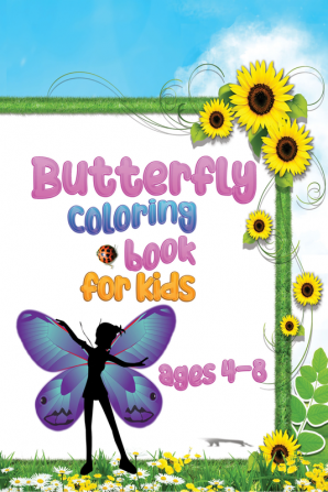 Butterfly coloring book for kids ages 4 - 8 : The coloring pages of different butterfly patterns will relax all children of all ages.