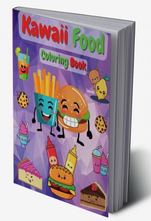 Kawaii Food Coloring Book : 30 Adorable &amp; Relaxing Easy Kawaii Food  Coloring Pages