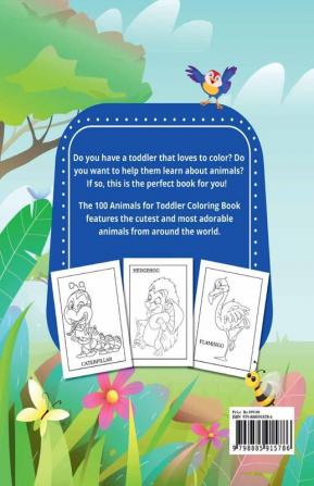 100 Animals for Toddler Coloring Book