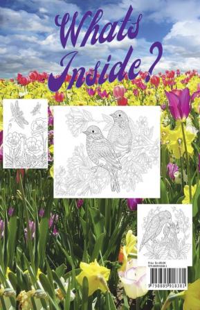 Spring Coloring Book For Adults : For Adults with Wildflowers Birds Butterfly and Easy Spring Scenes Coloring Pages. Stress Relief and Relaxation Blooming Trees for Anxiety Women and Men