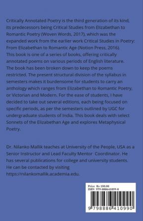 Critically Annotated Poetry 2: Elizabethan Sonnets and Jacobean Metaphysical Poetry