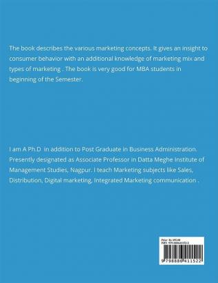 Marketing Management : An insight to marketing concepts and principles