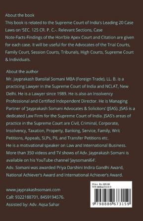 SEC. 125 CR. P. C.- SUPREME COURT’S LEADING CASE LAWS : CASE NOTES- FACTS- FINDINGS OF APEX COURT JUDGES &amp; CITATIONS