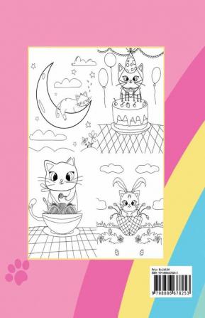 Cute Cats Coloring Book For Kids Ages 4-8 : 50 Adorable Cats Coloring Pages