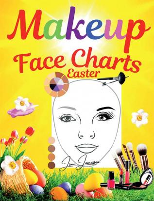 Makeup Face Charts Easter : Blank Makeup Face Chart Worksheets for Makeup Lovers from Amateur to Pro to Organize and Plan their Designs. Faces with Open and Closed Eyes. Gift Idea Easter. Makeup b...