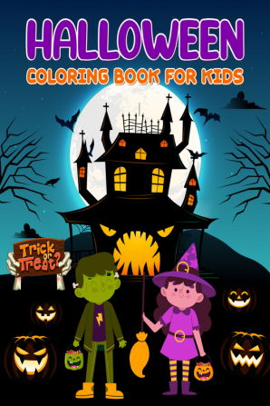 Halloween Coloring Book for Kids ages 4-12 : Simple and Easy Halloween Coloring Pages for Kids Including Cute Witches Pumpkins Skulls Bats and Other Things That Go