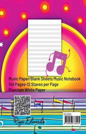 Blank Sheet Music Notebook for Kids : Wonderful Music Writing for Kids and Beginners /Manuscript Paper Wide Staff (12 Staves Per Page)