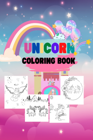 Unicorn Coloring Book for girls ages 3 to 12 with 31 single side printed images