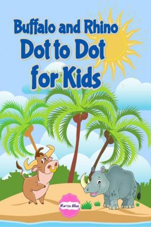 Buffalo and Rhino Dot to Dot for Kids : Activities 123... unit number coloring page diversity fun and grading for kids ages 4+