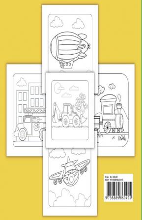 Coloring Book for curious and skillful little hands : A first activity book for preschool boys and girls over 2 with Cars trucks trains boats and more