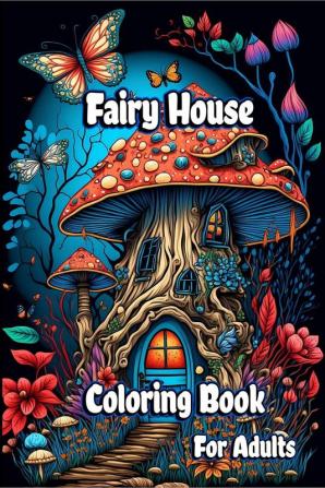 Fairy House Coloring Book for Adults : Magical Mushroom Homes with Fantasy Fairies and Beautiful flower Coloring pages for Anxiety Relief and Relaxation