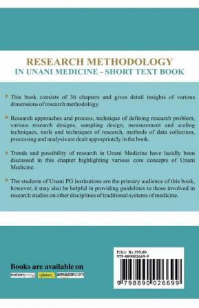 RESEARCH METHODOLOGY IN UNANI MEDICNE: SHORT TEXT BOOK