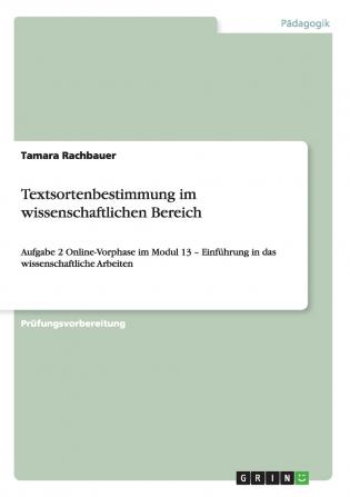 Textsortenbestimmung im wissenschaftlichen Bereich