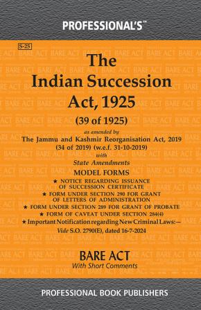 Indian Succession Act 1925 as amended by Jammu and Kashmir Reorganisation Act 2019
