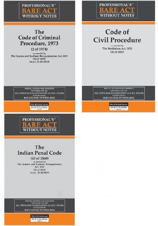 Combo Of 3 Latest Bare Act - The Code Of Criminal Procedure 1973 The Code Of Civil Procedure 1908 And The Indian Penal Code With State Amendments And Short Comments
