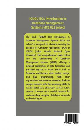 IGNOU BCA Introduction to Database Management Systems MCS 023 Solved