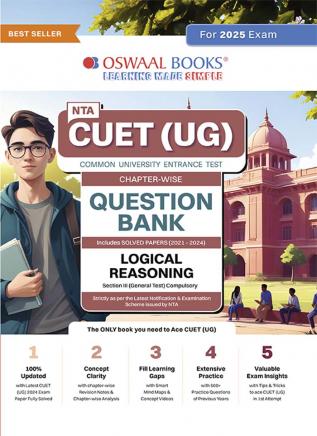 Oswaal NTA CUET (UG) | Chapter-wise & Topic-wise Question Bank | Logical Reasoning | Section III (Compulsory) Solved Papers (2021-2024)| For 2025 Exam