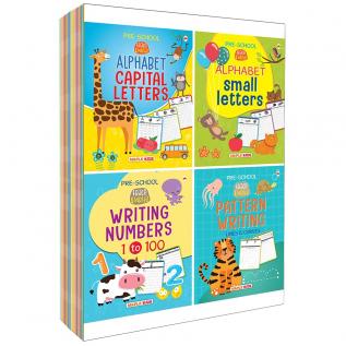 Writing Books for Kids | 3 to 5 Years Old Children | Learn and Practice ABC Capital Letters Small Letters Number 1-100 Pattern Writing (Set of 4 Books) - LKG