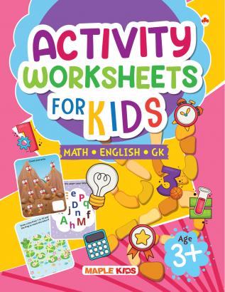 Activity Worksheets for Kids - English Math GK for Age 3+ - Workbook with Folder