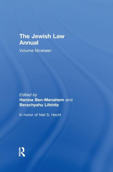 Jewish Law Annual Volume 19