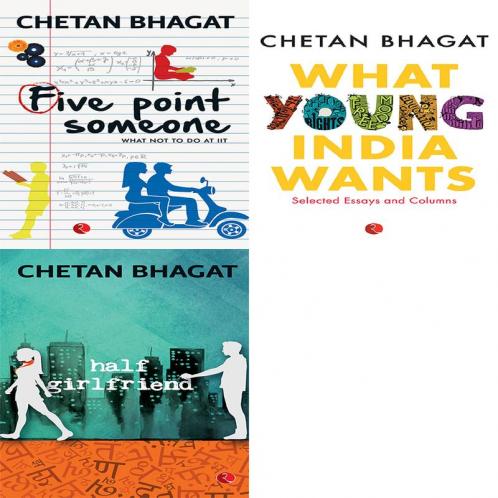 Half Girlfriend + What Young India Wants: Selected Non - Fiction + Five Point Someone ; What Not To Do at IIT (Set of 3 Books)