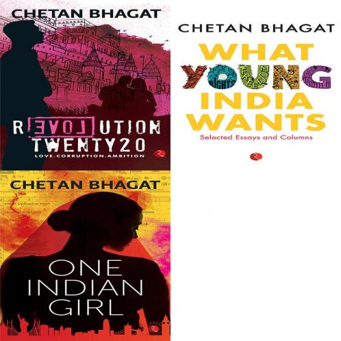 One Indian Girl + What Young India Wants: Selected Non - Fiction + Revolution Twenty 20: Love. Corruption. Ambition (Set of 3 Books)