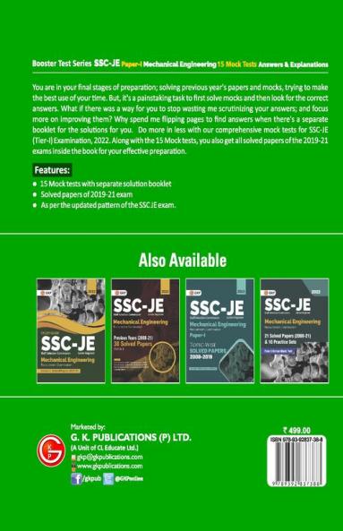 SSC 2022: Booster Test Series - JE Paper I - Mechanical Engineering - 15 Mock Tests
