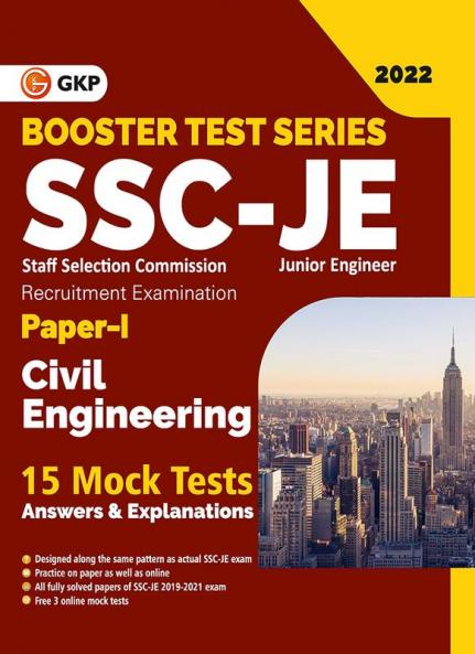 SSC 2022: Booster Test Series - JE Paper 1 - Civil Engineering - 15 Mock Tests (Answers)