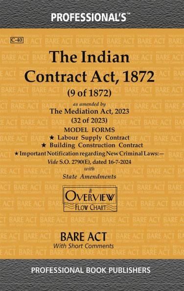 Indian Contract Act 1872 as amended by Mediation Act 2023 with State Amendments
