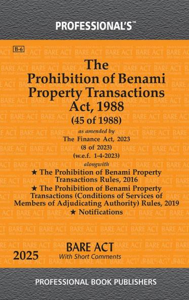 Prohibition of Benami Property Transactions Act 1988 alongwith Rules & Notifications