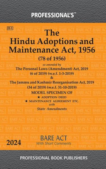Hindu Adoptions and Maintenance Act 1956 as amended by Personal Laws (Amendment) Act 2019