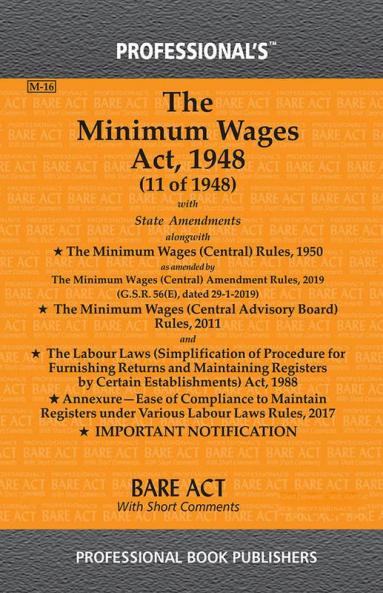 Minimum Wages Act 1948 with State Amendments alongwith Minimum Wages (Central) Rules 1950