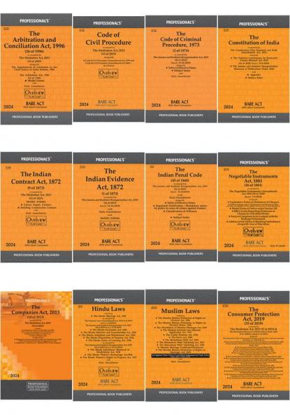 Essential Lawyers Bare Acts Combo- Most commonly bought Bare Acts for Legal Fraternity Lawyers and Law students as well as used for various competitive examinations