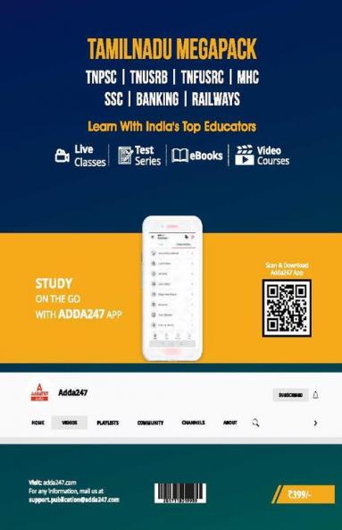 UNIT - 8 (History Culture Heritage and Socio - Political Movements in Tamil Nadu) Book in English FOR TNPSC TNUSRB TNFUSRC MADRAS HIGH COURT & ALL TAMILNADU EXAMS By Adda247