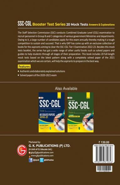SSC 2023: CGL Tier I - Booster Test Series - 20 Mock Tests ( Answers & Explanations)