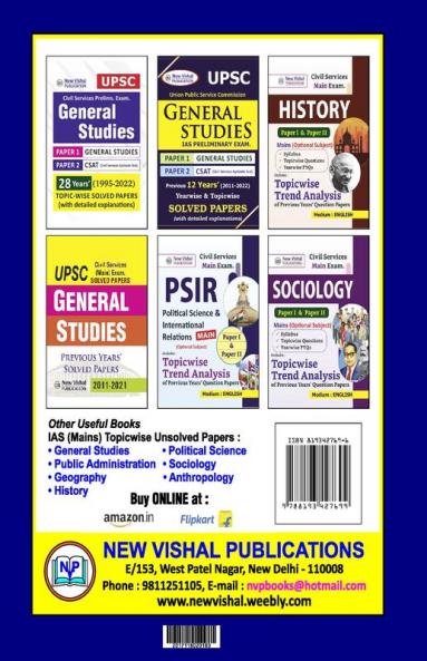 IAS Mains General Studies Topic Wise Unsolved Question Papers