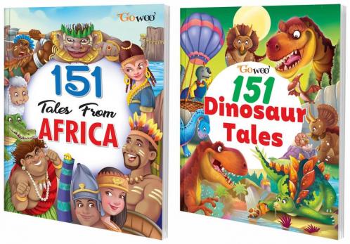 151 Tales from Africa and 151 Dinosaur Tales I Pack of 2 Books I story books for 10+ children By Gowoo