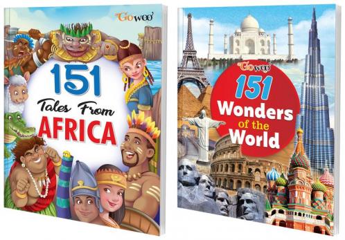 151 Tales from Africa and 151 Wonders of the World I Combo of 2 Books I English Short Stories with colourful pictures By Gowoo